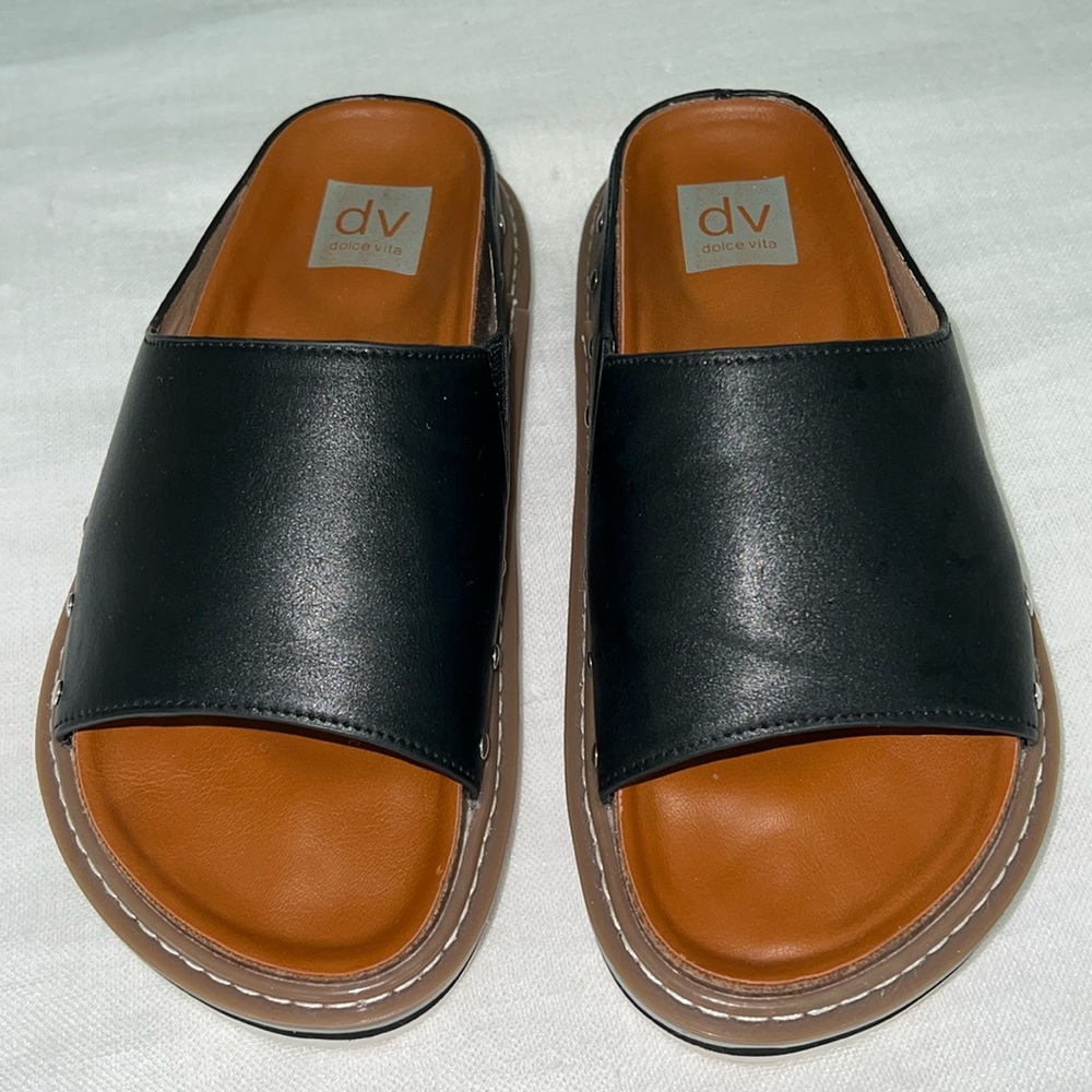 Dolce Vita DV Livia Slide Slip On Leather Sandals Size 6.5